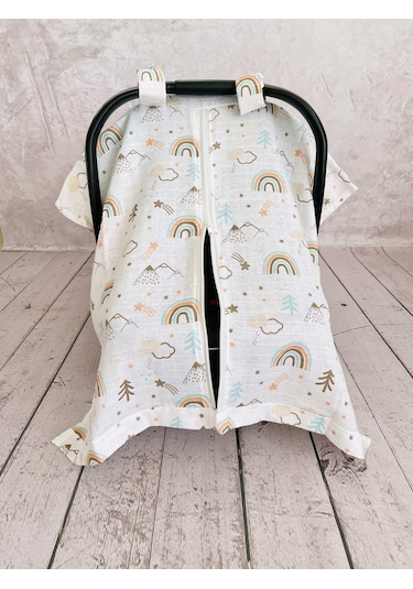 Gökkuşağı Müslin Puset Örtüsü Fermuarlı Çok Renkli