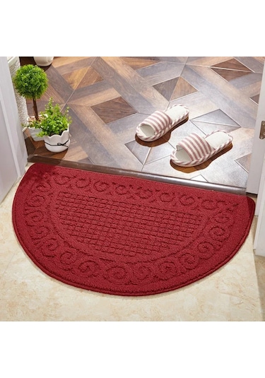 Dianziye Gri Yarı Dairesel Giriş Döşemi - Ev, Banyo Kullanıma Uygun Kaymazlı, Logo Özellikli Hediyelik Paspas 40x63 Cm Diğer