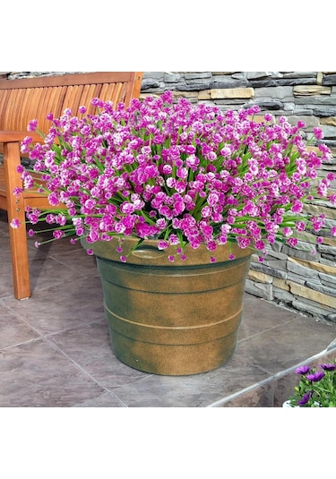6lı Set Yapay Çiçek Sazlı Lotus Lila Renk 7 Dal Plastik 30cm