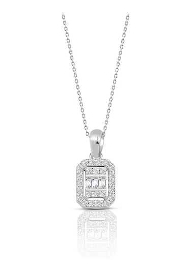 0.30 Ct. Baget Pırlanta Kare Tektaş Kolye