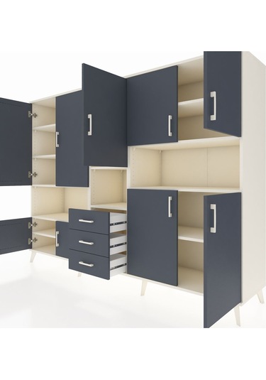 Hyperion Dolap 13 Raflı 3 Çekmeceli 9 Kapaklı 220x44x163 Aytaşı-a Aytaşı-antrasit