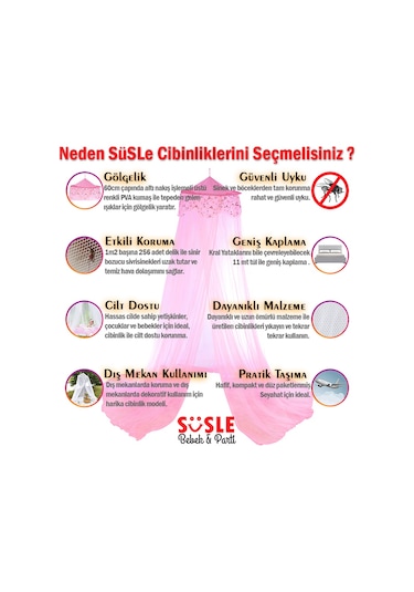 Yatak Gölgelikli Mega Boy Lüks Cibinlik Sineklik - Pembe