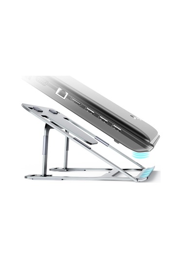 Cbtx Boneruy Br035 P3 Ayarlanabilir Dizüstü Bilgisayar Sehpası Katlanır Dizüstü Braketi Kaldırma Soğutma Tutucu Koyu Gri