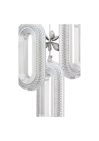 Led Alfa 3'lü Gümüş Kademeli 3 Renk Ledli Kristal Taşlı Modern Led Avize Krom