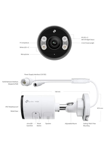 Tp-lınk Vıgı Insıght S385 8mp 4mm 30mt Full Color Bullet Kamera