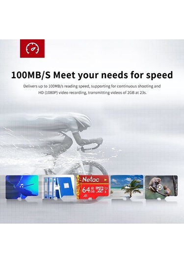 Pazly Netac 16gb Microsd U1 C10 80mb/s Okuma Hızı Hafıza Kartı, Akıllı Telefon, Araba Kaydı, Kamera İçin İyi, Ev İzleme İçin