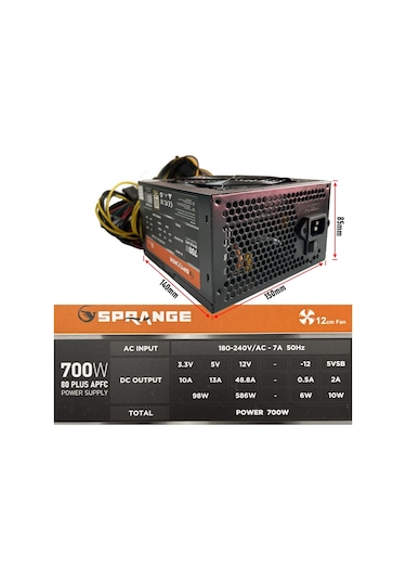 Sprange PS700-80P 700 W 80+ Bronze Power Supply Güç Kaynağı
