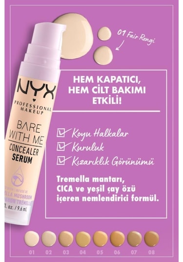 NYX Professional Makeup Bare With Me Kapatıcı Serum 01 Fair