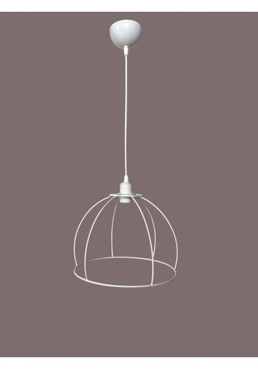 Yarım Küre Avize Teli , İskeleti 30x22 Cm Beyaz Statik Boyalı Duy Takımı Dahil Beyaz