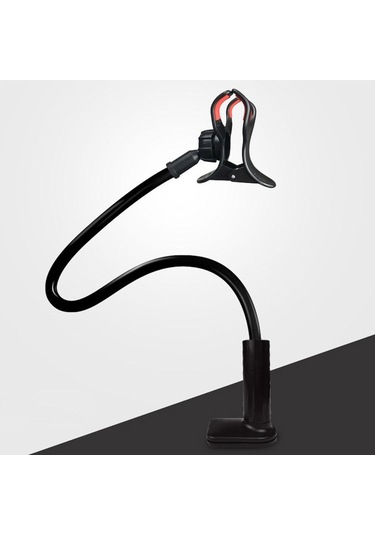 Siyah 360 Esnek Uzun Kol Tembel Standı Klip Tutucu Cep Telefonu Masaüstü Yatağı