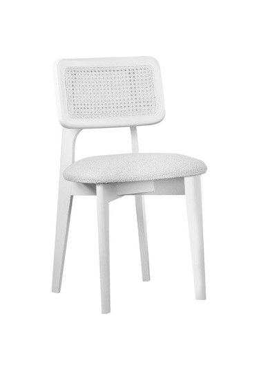 Zeus Hazeranlı Ahşap Bohem Sandalye Beyaz