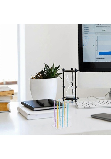 Ganzhoushop Akrilik Kalem Tutucu Ekran Standı Kalem Fırça Tutucu Çok Delikli Düzenleyici Raf Tükenmez Kalemler İşaretleyiciler İçin Şeffaf