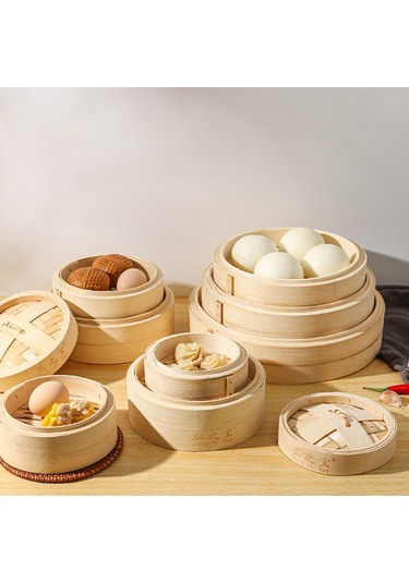 Homyl Bambu Vapur El Yapımı Yuvarlak Sum & Bun Vapuru 18cm