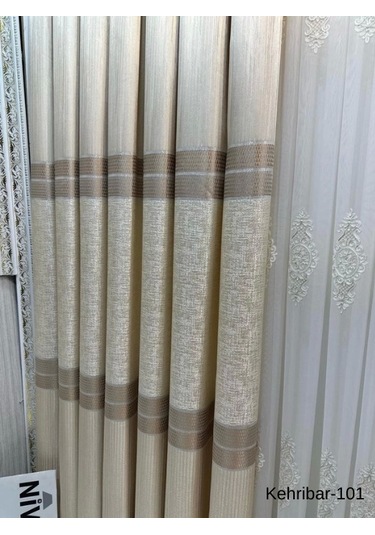 Nivemeshome Kehribar Ft614162 Krem V-101 1/3 Sık Pileli Fon Perde Apm Krem