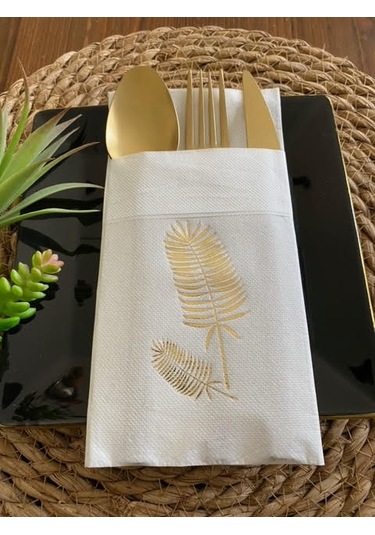 Gold Beyaz Cepli Palmiye Peçete 12 Adet 40x40