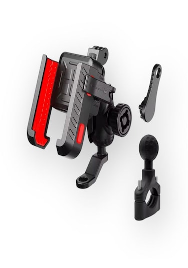 Motosiklet Telefon Tutucu 4-6.9 Gidon Bağlantılı, Titreşim Engelli, Sarsılma Önleyici Siyah