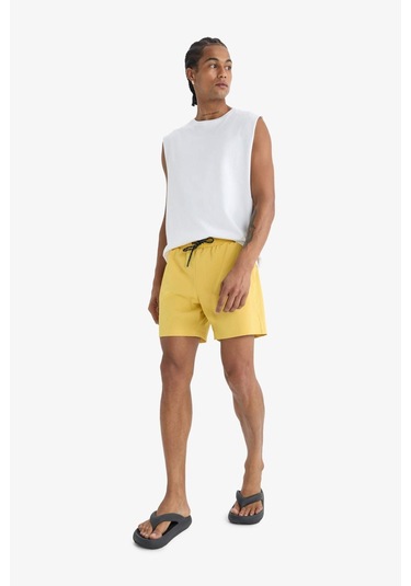 Defacto Defactofit Baskılı Esnek Dokulu Kısa Boy Sporcu Deniz Şortu C5138ax25hsyl468 Sarı