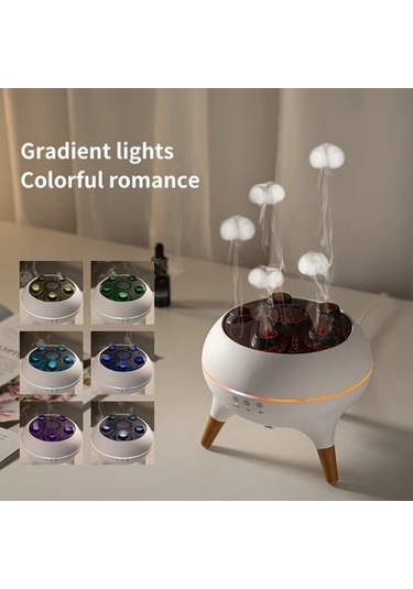 Motion003 Babıqt Dinamik Denizanası Arom Difüzörü Beyaz 3d Mantar Tasarım Uzaktan Kumandalı Çift Sis Nemlendirici 220-240v Abs Ev Ofis İçin