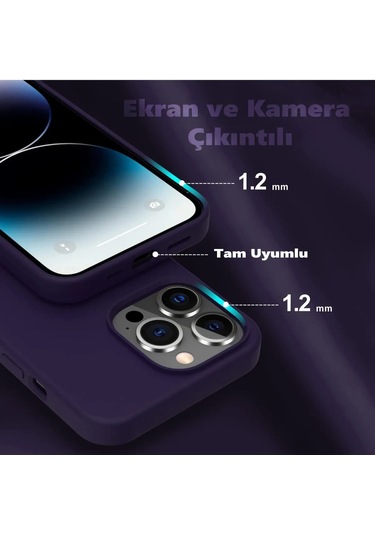 İphone Uyumlu 14 Pro Max Için Kadife Kapak Içi Derin Mor Lansman Kılıf