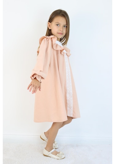 Miababy Nakış Detaylı Keten Elbise 1-8 Yaş SOMON