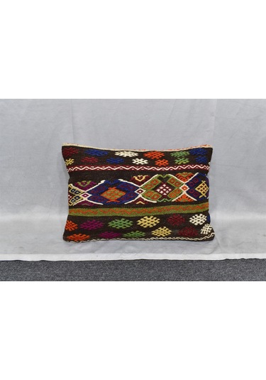 Zehra Abla Halı Yeni El Dokuma Dekoratif Kilim Kırlent Yastık Kılıfı 6685 Çok Renkli