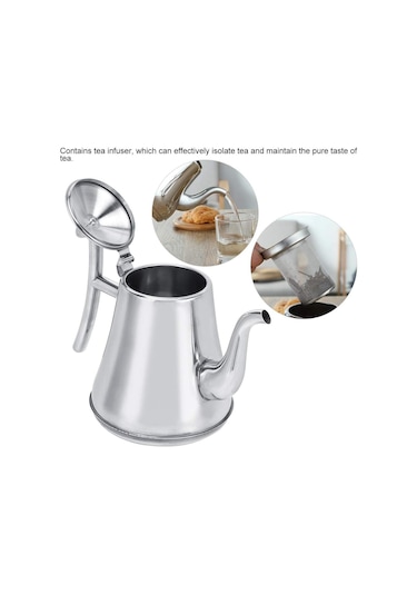 Çaydanlık, Uzun Saplı Paslanmaz Çelik Su Isıtıcısı, Demlikli Blooming Ve Yapraklı El Yapımı Su Isıtıcısı, Ev Kullanımı, Otel, Restoran 1,2 L