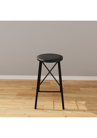 Siyah Döşemeli  Bar Sandalyesi Bar Taburesi Mutfak Sandalyesi 1 Çok Renkli