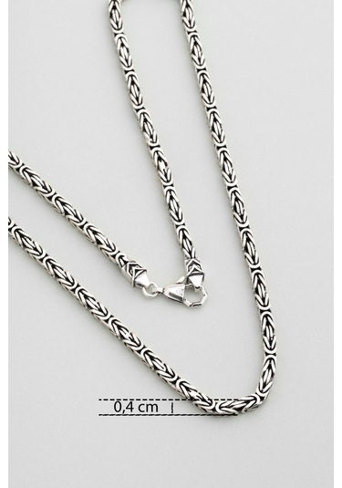 Gladius Gücü Oksitli 60 Cm Gümüş Erkek Kral Zincir Kolye Gri