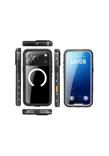 İphone Uyumlu 17 Pro Max İçin Su Geçirmez Kılıf Magnetik Kılıf Ekran Koruyucu İçinde Ip68 Su Geçirmez Tam 12ft Askeri Darbeye Dayanıklı