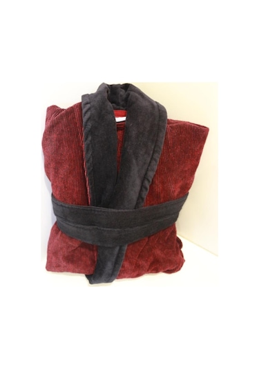 Bornoz Iplik Boya Fitilli Kadife Şalyaka Model Bornoz