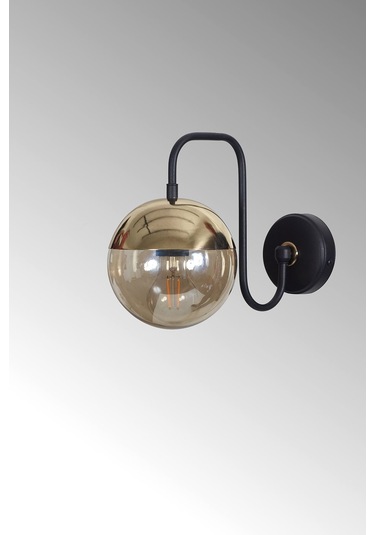 Luzarana Siesta Gold-siyah Metal Gövde Bal Rengi Camlı Tasarım  Aplik Sarı