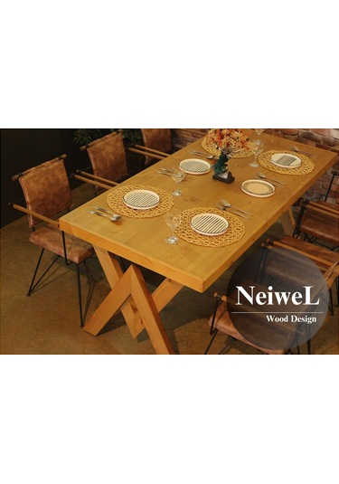 Neiwel Hias Doğal Ahşap Yemek Masası-80-200 Açık Ceviz