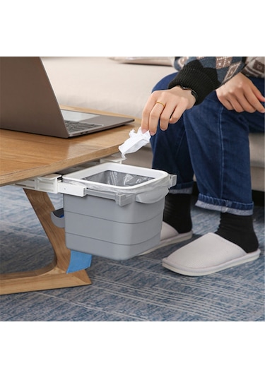 Mini Masa Çöp Kovası Plastik Tezgah Altı Geri Çekilebilir Yapışka Siyah