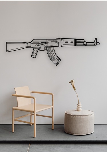 Ak-47 Desenli Siyah Metal Duvar Süsü