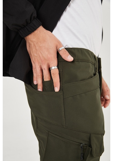 Camp Scoutland Camp591 Outdoor Softshell Su ve Rüzgara Dayanıklı içi Polarlı Kışlık Erkek Taktik Pantolon - Haki