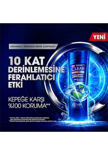 Clear Men Cool Sport Menthol Kepeğe Karşı Etkili Şampuan 3 x 350 ML