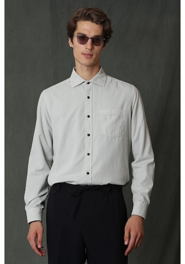 Lufian Watt Regular Fit Kadife Erkek Spor Gömlek Taş