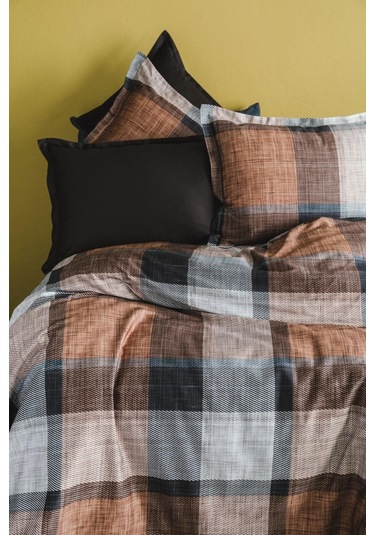 İssimo Dunloe Cinnamon Dijital Pamuk Saten Nevresim Takımı Çift Kişilik-1655