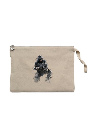 Call Of Duty Combatant Krem Clutch Astarlı Cüzdan / El Çantası Krem