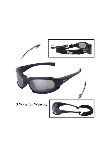Taktik Kamuflaj Erkek Polarize Gözlük Açık Çekim Avcılık Gözlük Bej - Siyah
