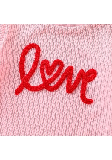 Carrier Yeni Waffle Üstler Tulum Sweatshirt Sevgililer Pembe Örgü Kız Kıyafeti Kazak Kazak Günü Doğan Büyük Boy Bebek Balonu Aşk Açık Gg Açık Pembe