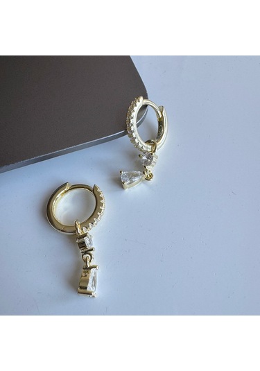 Masaliko Sallantılı Gümüş Küpe Ms3187, 925 Ayar Gümüş Altın