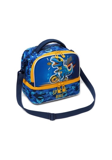 Maxaccess Black Çocuk İzole Çift Bölmeli Okul Spor Oyuncak Araba Desenli Yemek Çantası Black