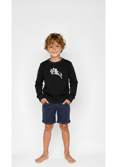Coupon Çocuk Sweatshirt / Logo Baskılı SIYAH