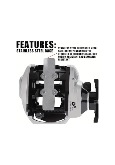 Motion003 Sol El Samolla 1 Adet Baitcasting Makara 64:1 Disli Orani 15kg Maksimum Surukleme Gucu Metal Taban