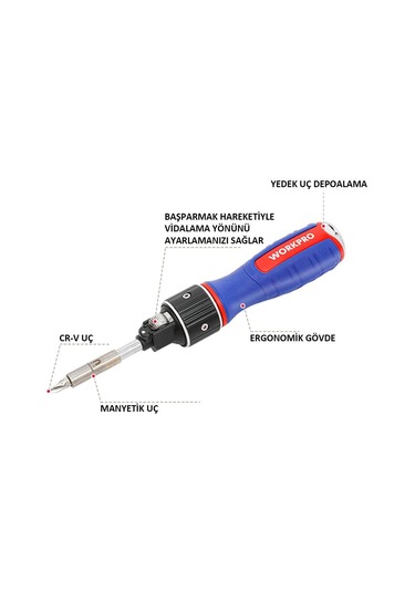 Workpro Wp221069 6-ın-1 Profesyonel Cr-v Cırcırlı Manyetik Tornavida Seti Fr Wp221069