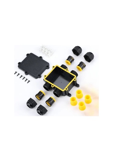 Fastbuy Tynoscco 4 Yollu M25 Açık Hava Konu Kutusu 4-8mm Kablo Bağlayıcı Siyah Dayanıklı Plastik