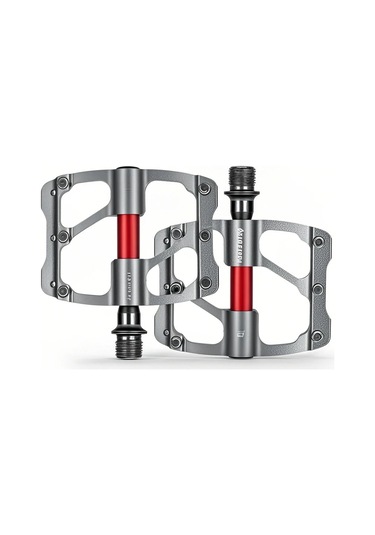 Vkemall Alüminyum Bisiklet Pedalları, 3 Kaynaklı, 12 Anti-kayma Tırnaklı, Dayanıklı, Tüm Bisikletlere Uygun, Gümüş