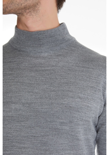 Hatemoğlu Yarım Balıkçı Erkek Triko Kazak Gri