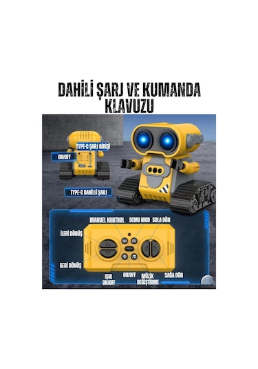 Kumandalı Ve El Sensörlü Sesli Müzikli Işıklı Premium İnteraktif Wall-e Robot Oyuncak 13x13x10 Cm
